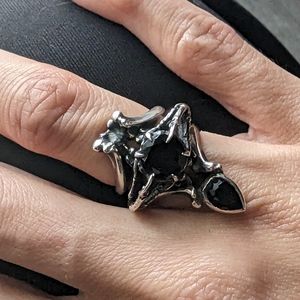 Letting go of the gorgeous Psychopomp ring from Bloodmilk. Pictured with stack